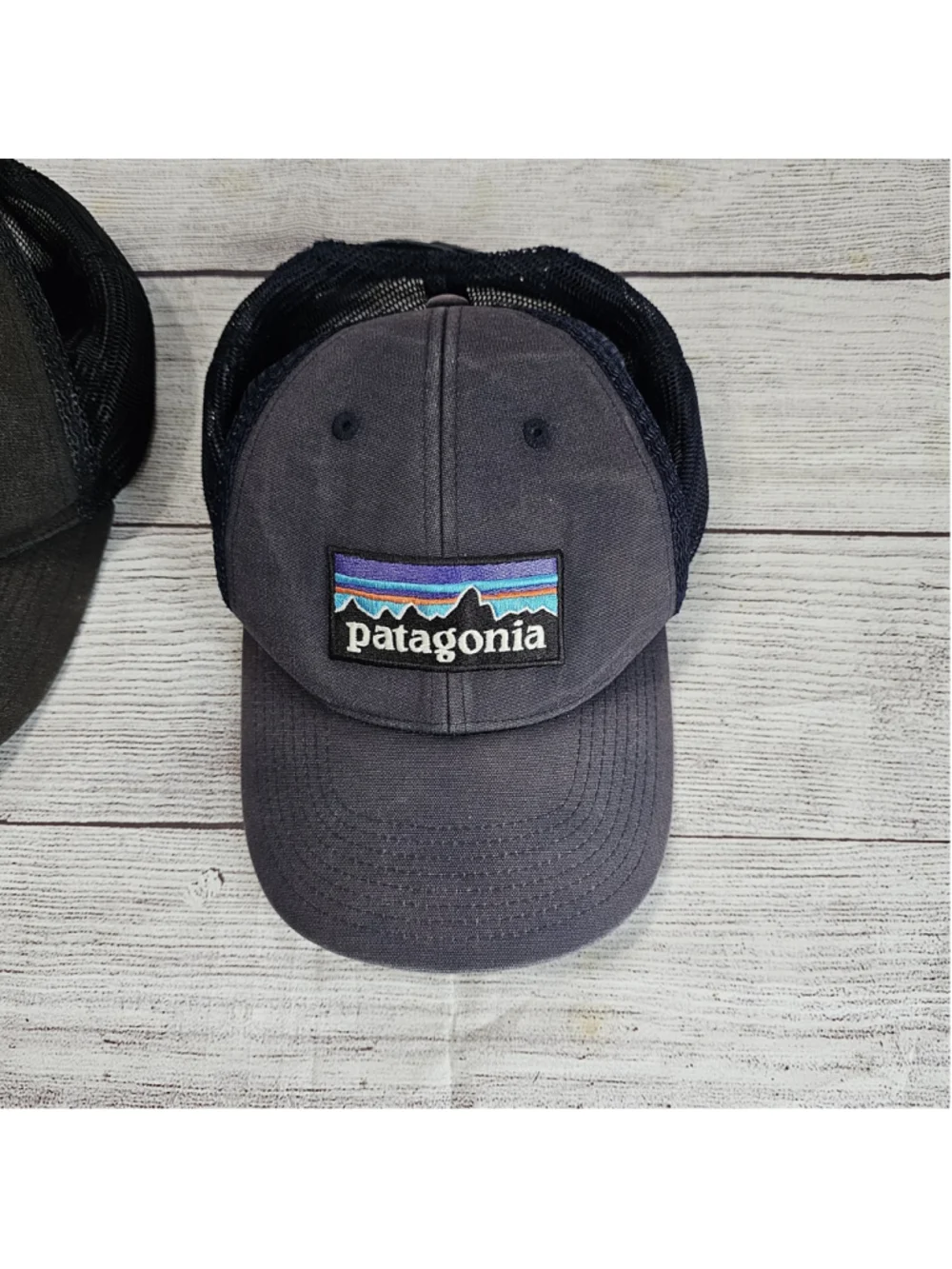 Patagonia ball cap bundle, snapback, mesh baseball hats, black and blue
